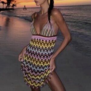 ZARA Multicolor Crochet Mini Dress